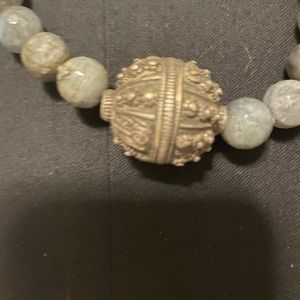 Yemen vintage silver beads labradorite bead necklace by Designer Ria B